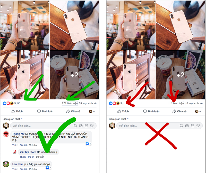 Tăng like và comment cho bài viết bán hàng